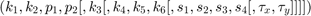 $$(k_1, k_2, p_1, p_2[, k_3[, k_4, k_5, k_6 [, s_1, s_2, s_3, s_4[, \tau_x, \tau_y]]]])$$